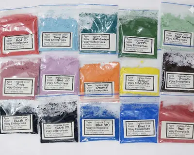 Sample packets, labelled by shade